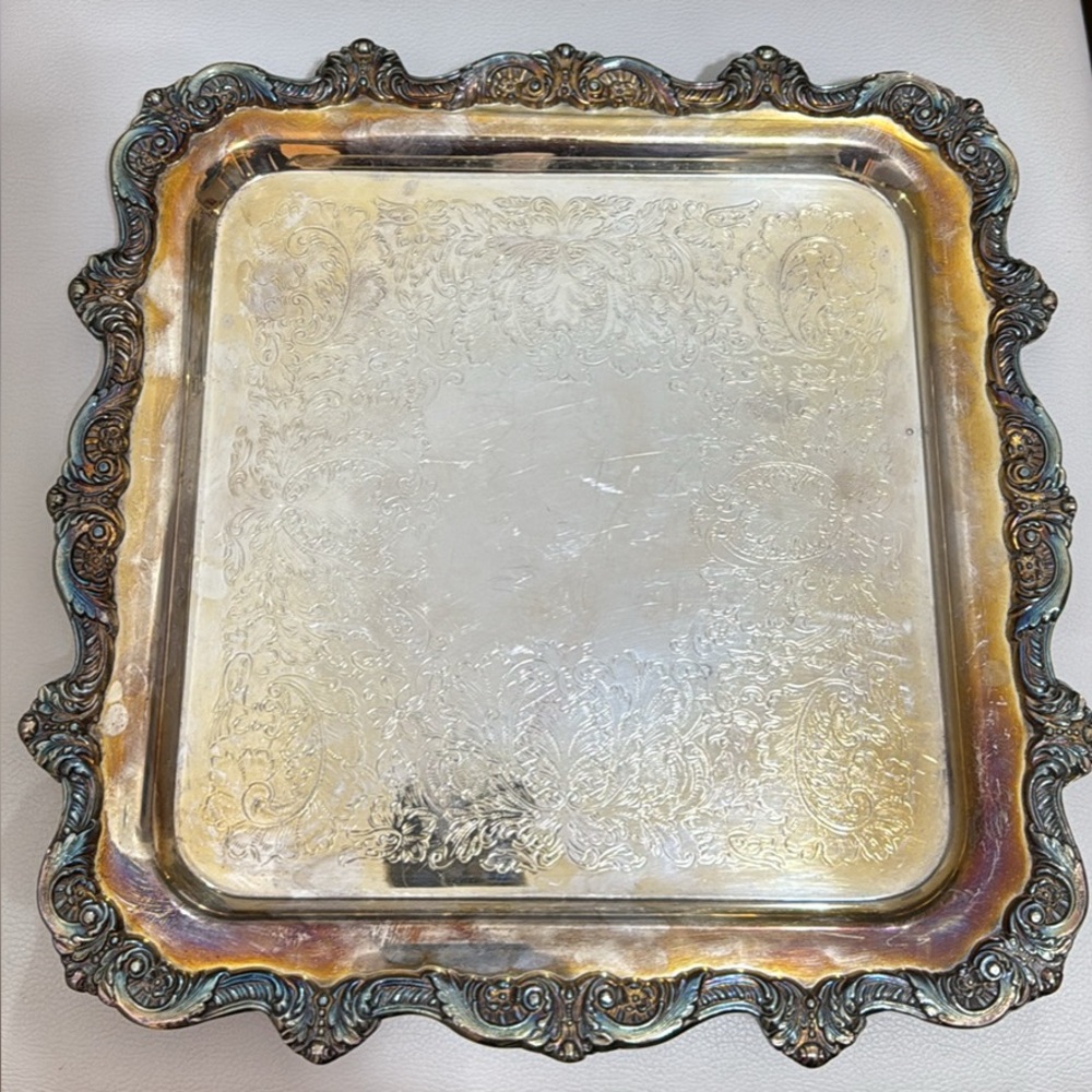 Vintage Poole Sliver-Plated footed Tray